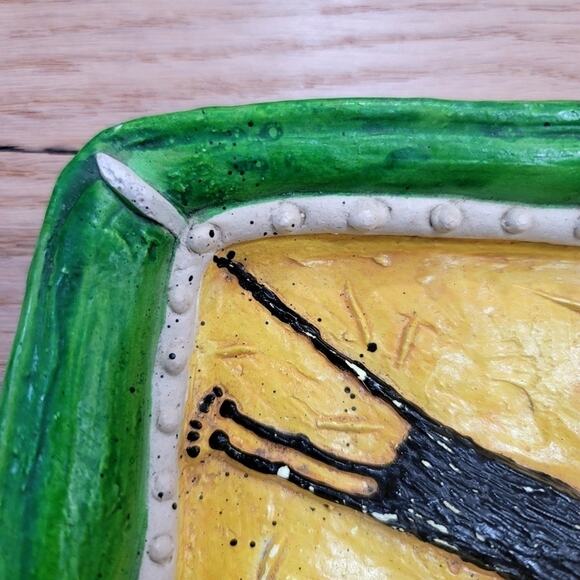 Vintage Signed Jumping Smiling Black Cat Wall Art Leaping Cat Kitten 1999 - Picture 5 of 16